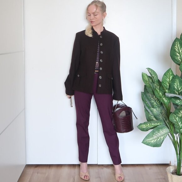 Elements G Brown Wool Stand Collar Coat / Jacket - Picture 5 of 11